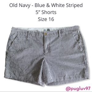 EUC Old Navy 5.5” Blue Striped Everyday Shorts 16